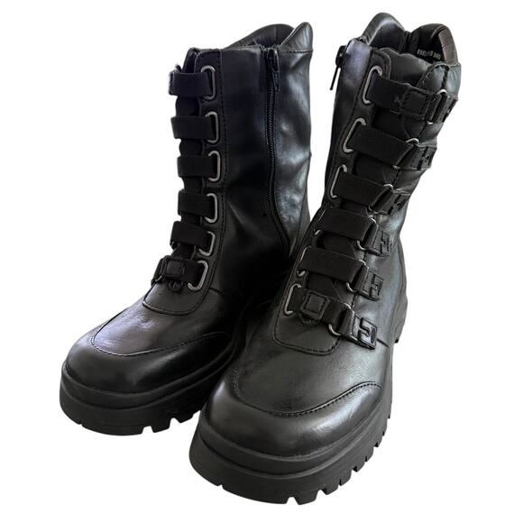 Dr. Scholl's Shoes - NWOT Dr Scholls Sarge Black Combat Boots 1.5" Platform w/Zipper Closure Rave-6.5